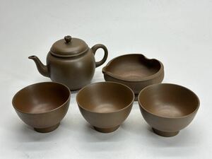 名工 藤原楽山 備前 金重製 宝瓶 湯冷まし 煎茶碗 急須 煎茶器 煎茶道具