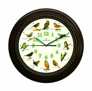 【即納】野鳥の電波時計 Ho-20251 マリン商事 日本標準 電波自動受信 掛け時計 安眠機能 直径40cm 大型 レトロ 壁掛け時計
