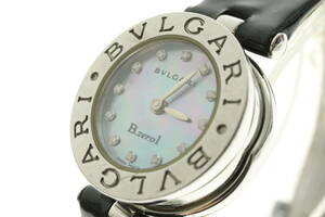 LVSP6-4-55 7T044-25 BVLGARI ブルガリ 腕時計 BZ22S B.zero1 クオーツ 約25g レディース シルバー シェル文字盤 付属品付き ジャンク