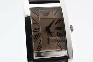 美品 エンポリオアルマーニ AR-0154 クロノグラフ スクエア シルバー クォーツ メンズ 腕時計 EMPORIO ARMANI