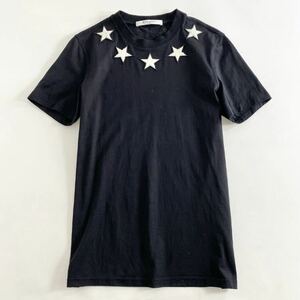 ○ 45L2《美品》GIVENCHY ジバンシー スターワッペン Tシャツ XS ブラック 星モチーフ カットソー Tee 半袖 コットン100% メンズ 紳士服