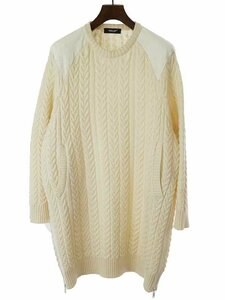 UNDER COVER アンダーカバー 18AW レザーパッチ サイドジップ ウールロングニットセーター アイボリー 2 ITCHGHQP6O8C