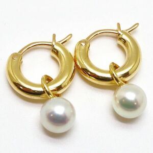 美品!!高品質!!＊MIKIMOTO(ミキモト)K18アコヤ本真珠ベビーパールフープピアス＊a 3.3g 5.0mm珠 あこや pearl pierce jewelry EB6/EB9