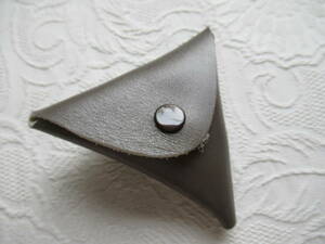 手作り 本革製三角財布 コインケース 小銭入れ チャコールグレー