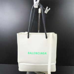 41120★1円スタート★BALENCIAGA バレンシアガ 中綺麗 ショッピングトートバッグXS 2WAY ショルダーバッグ ハンドバッグ レザー ホワイト