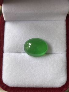 海麗　天然翡翠裸石 アイスジェイダイト カボションルース　高級jewelryジュエリーオーダーメイド用 綺麗な緑色 重さ13.0ct MIRE1125