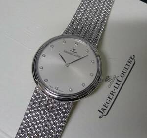 美品 K18WG JAEGER LECOULTRE ジャガールクルト オデュッセウス 750×12Pダイヤ 164.33.79 手巻 メンズ 金無垢 希少 純正箱あり 本物