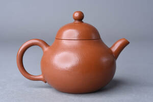 【SBCB】1180　中国美術　逸公在銘　「一枝花入上林春」朱泥急須　紫砂茶壷　煎茶器