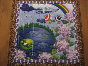 ★ハンドメイド　タペストリー　四季　梅雨　てるてる坊主　カエル　　うさぎ　雨傘　水たまり　紫陽花　雨雲　B