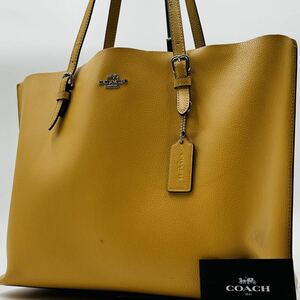 1円～【入手困難品】 定価10万円 コーチ COACH トートバッグ ビジネスバッグ ブリーフケース A4 2way レザー メンズ レディース イエロー