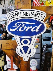フォードV8　ダイカットロゴ　ブリキ看板 ■ アメリカ雑貨 アメリカン雑貨 サインプレート ティンサインボード