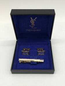 Yves Saint Laurent /イヴサンローラン ネクタイピン&カフス シルバー＆ゴールド色 箱付き