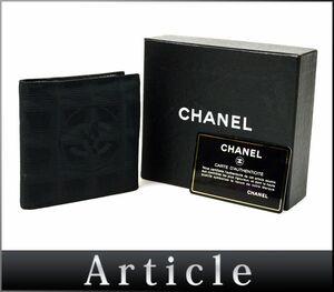 175963〇 CHANEL シャネル ニュートラベルライン 二つ折り財布 6番台 ナイロン ブラック レディース 箱・ギャランティカード/ C