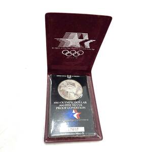 M：1983年　ロサンゼルスオリンピック　記念銀貨　SILVER プルーフ　記念銀貨　1ドル銀貨　保管品　ケース付き　オリンピックドーラー硬貨