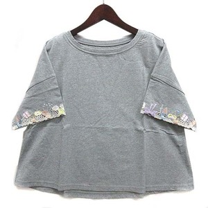 未使用品 フランシュリッペ franche lippee レース 刺繍 Tシャツ カットソー 半袖 グレー M 1182120 レディース