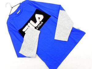 FILA フィラ ロゴ プリント カットソー size160ｃｍ/青ｘグレー ■◇ ☆ ebc2 子供服