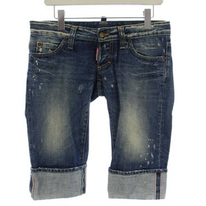 ディースクエアード DSQUARED2 73 LA001 01755/0062 デニムパンツ ジーンズ ハーフ ロールアップ ダメージ加工 40 インディゴ レディース