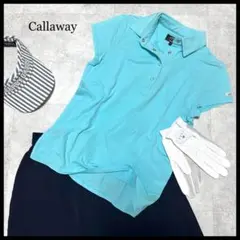 キャロウェイゴルフ ポロシャツ 半袖 コットン ライトブルー M