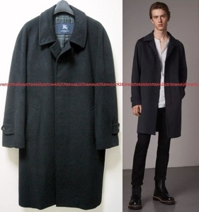 極美品 BURBERRY LONDON カシミヤ & アンゴラ 最高級 ステンカラー コート 92-170-5 濃紺 ジャケット M~L トレンチ バーバリー ロンドン黒