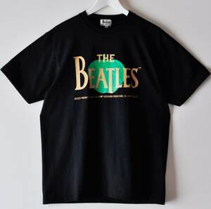 90s BEATLES APPLE Tシャツ ブラック 黒 XL 青リンゴ ゴールドロゴ 日本製 / ヴィンテージ 80s ビートルズ UK ロック バンドT