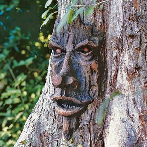 ノッティンガム・ウッズ 木の精霊：グリーンマン木の彫刻-ガーデン装飾 彫像/ ガーデニング 樹木装飾（輸入品