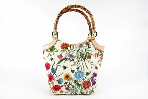 【美品】GUCCI グッチ フローラ バンブー トートバッグ 花柄 ブランド鞄 140203・2123【QJ58】