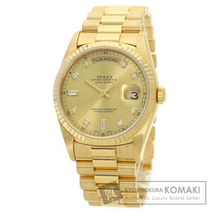 ROLEX ロレックス 18238A デイデイト 10P ダイヤモンド ニューポイント 腕時計 K18イエローゴールド K18YG メンズ 中古