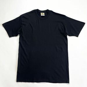デッドストック☆ブラック 90s 無地 Tシャツ L ビンテージ 黒 セットインスリーブ Fabric made in USA ビッグサイズ 新品 USA製 未使用品 2