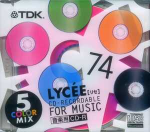 TDK 音楽用CD-R 74 原産国 日本 未開封新品 ５COLOR MIX　CD-RLC74X5MN　5枚パック