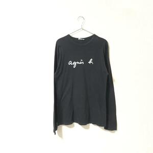 ★agnes b. アニエスベー★メンズ 長袖 Tシャツ カットソー ロンT ロゴプリント 黒 ブラック 管:B:03