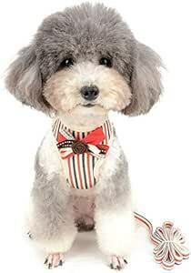 Ranphy ペット ハーネス 小型犬 犬 猫 用 ハーネス 首輪 リード セット 通気性 メッシュ 人気 縞 胸あて式 抜けない