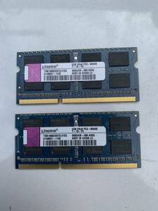 Kingston 動作確認済　ノートPC メモリ 2GB×２＝4GB　2Rx8 PC3-8500S-