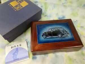 g_t W409 文箱 ☆トヨタ自動車 退職記念品 七宝焼 木製 文箱