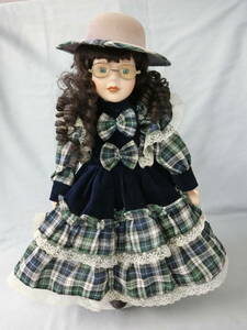アンティークドール　ビスクドール　西洋人形　女の子　メーカー不明　メガネ付き　身長約40センチ