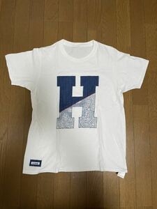 送料210円● ハリウッドランチマーケット リメイク Tシャツ 2 ハリラン blueblue デニム×ペイズリー