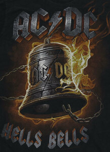 ST6エーシー・ディーシーAC/DCアメリカ古着バンドTシャツ黒TシャツROCKロックTシャツHELLS BELLS復刻ビンテージ加工かすれプリント/オール