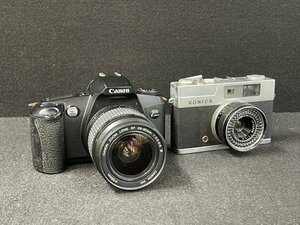 ST0605-6I　ゆうパック着払い Canon EOS Kiss 28-80mm 1:3.5-5.6/KONICA EE matic 1:2.8 f=40mm フィルムカメラ2台セット　ジャンク