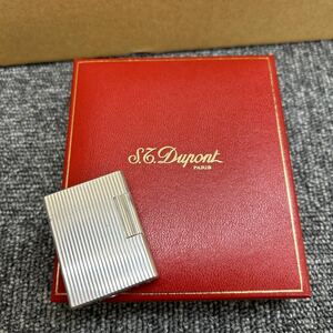 37. S.T.DUPONT デュポン ガスライター シルバー ローラー式 ショート 喫煙具 箱付き　着火未確認