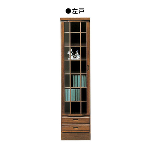 本棚 ガラス扉付き 書棚 幅45cm 完成品 リビング収納 木製 和風モダン スリム 左