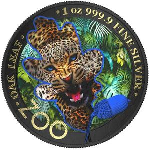 ドイツ　2019年　銀貨　5マルク　Oak Leaf - Zoo Series - Jaguar　@5-47