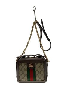 GUCCI◆602576/GGスプリーム/シェリーライン/ショルダーバッグ/レザー/BRW