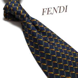 美品 FENDI フェンディ ネクタイ ハイブランド 高級 ネイビー 紺 579