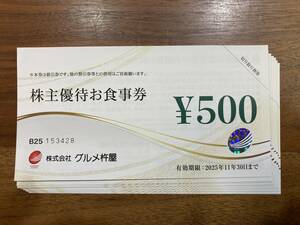 グルメ杵屋　株主優待お食事券　10000円分