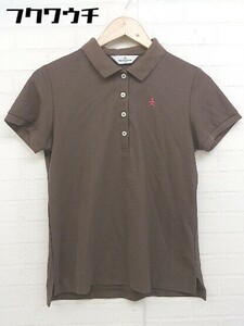 ◇ Munsingwear マンシングウェア 刺繍 半袖 ポロシャツ サイズ L ブラウン レディース