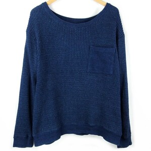 ■BLUE BLUE ブルーブルー PURE INDIGO JAPAN / ARIGATO / 聖林公司 / 日本製 / メンズ / コットン ワッフルニット インディゴ 藍染 size 3