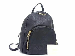 1円 ■極美品■ miumiu ミュウミュウ 5BZ013 マドラス レザー リュックサック バックパック レディース ブラック系 FA3773