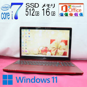 ★美品 最上級4世代4コアi7！新品SSD512GB メモリ16GB★AH77/M Core i7-4702HQ Webカメラ Win11 MS Office2019 Home&Business★P69613