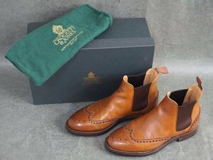 １円～【メンズシューズ】クロケット＆ジョーンズ CROCKETT ＆ JONES 5E ウイングチップ サイドゴアブーツ 箱 保存袋付