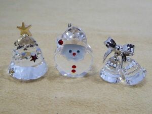 SWAROVSKI/スワロフスキー　置物　インテリア　3個セット　2010年限定ロッキングクリスマスツリー/パンダ＆ベルオーナメント　643J