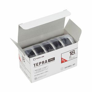 【新品】(まとめ）キングジム テプラ PRO テープカートリッジ ロングタイプ 18mm 白/黒文字 SS18KL-5P 1パック(5個)【×3セット